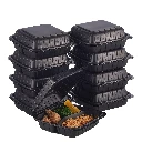 Plastic Clamshell Takeout Food Trays Heavy Duty Togo Disposable Box For Pasta Salad Sandwich Carryout Meal Prep Packaging...8X8" 3-Compartment 50-Pack