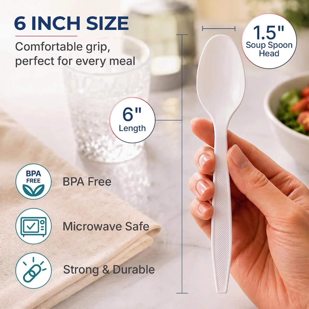 500-Count Heavy Duty White Plastic  Spoons Disposable Cutlery Party Utensils Heavyweight