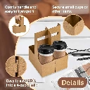 2 cup/4 cup Drink Carrier with Handle - Disposable Cardboard Cup Holder , Coffee Cup Carriers for Hot/Cold Drink, Brown Teacher Appreciation Drink Carrier, Food Delivery Accessories (100 pcs)