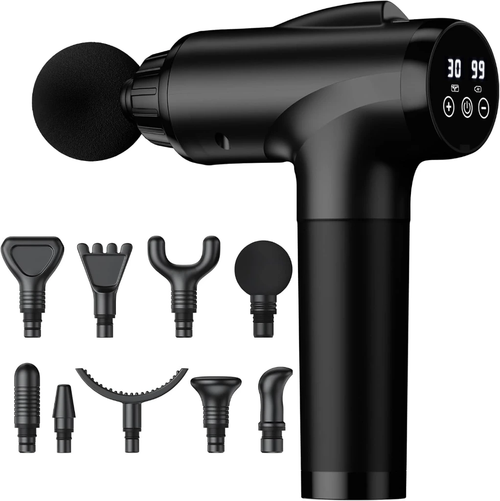 Massage Gun, Deep Tissue Back Massage for Athletes for Pain Relief, Percussion Massager with 10 Massages Heads & Silent Brushless Motor, Fathers...