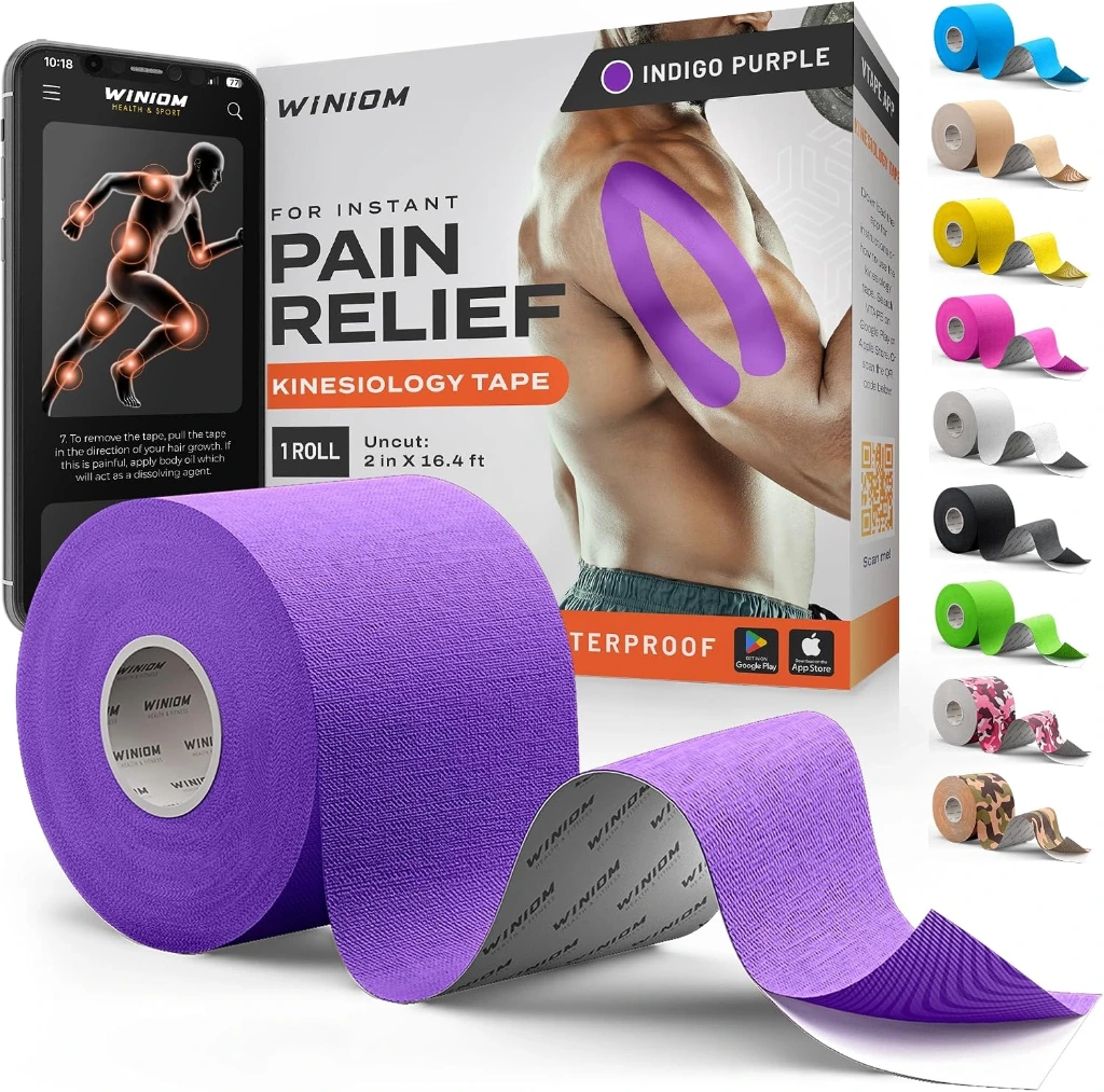Kinesiology Tape - Waterproof Athletic Sports Tape for Knee, Shoulder, Arm & Back Support | 3-5 Day Adhesion, Hypoallergenic & Latex-Free + Taping