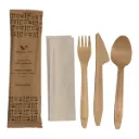 6" Compostable Wooden Cutlery Set with Napkin - 200/Case